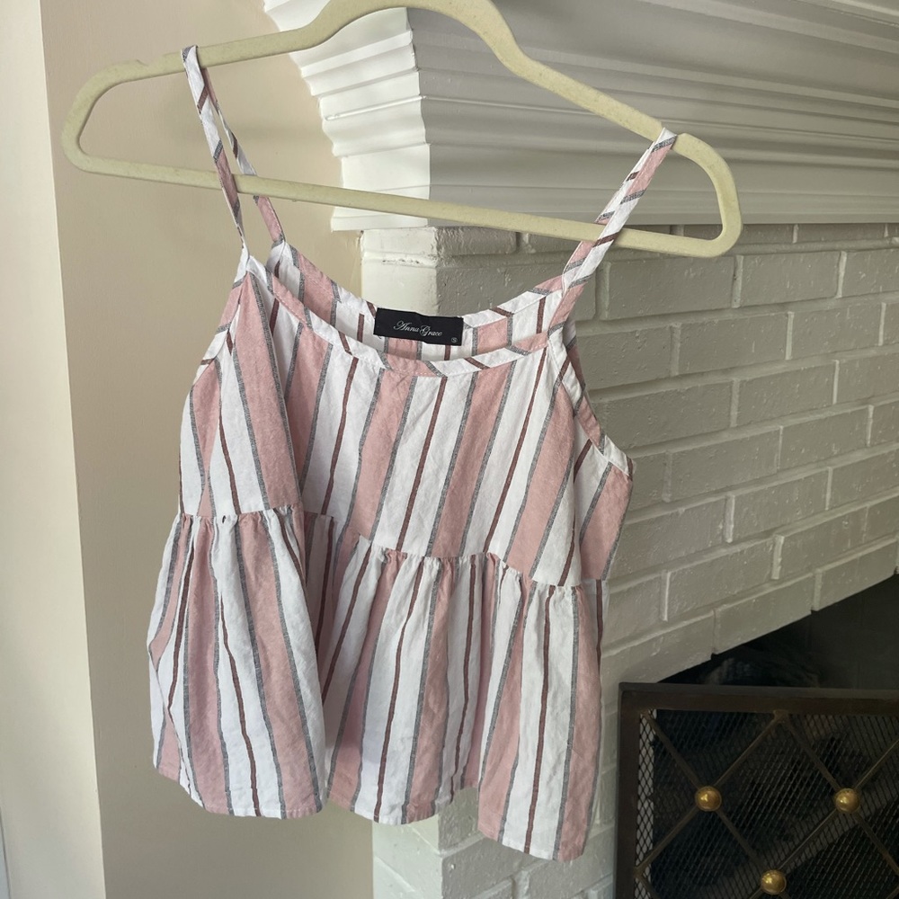 White/Pink Tank Top (short cut)